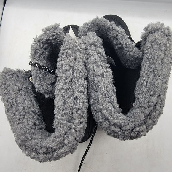 Sperry Juneau Womens 8 Black Gray Winter Boots Faux Fur Casual Comfort STS86817 - Picture 7 of 14